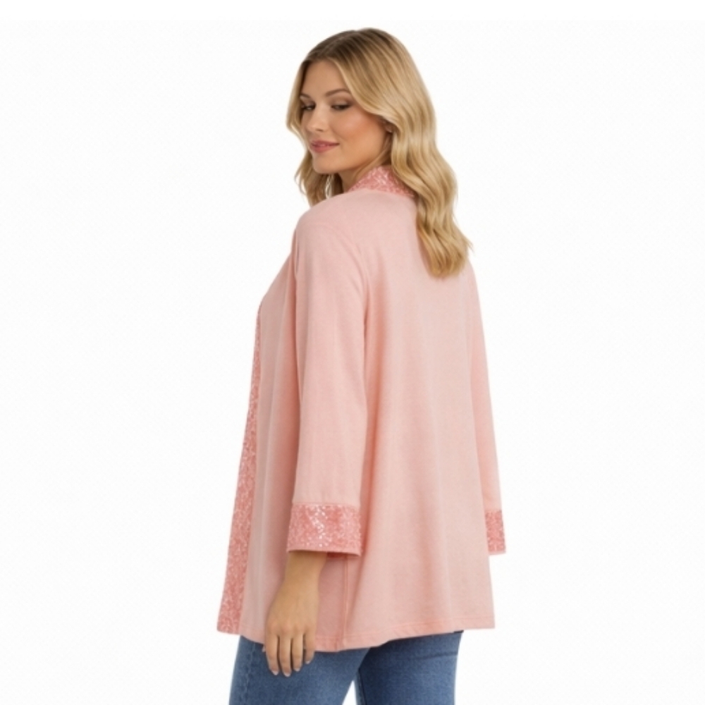 Cleo | Blush Pink Sequin Trim Cardigan NWT - Picture 5 of 10